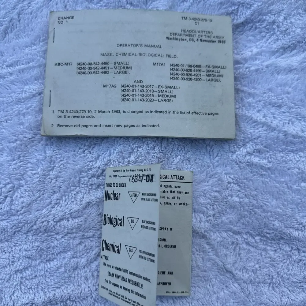 Cold War US Army NBC Chemical Biological Nuclear Training Manual & Survival Card